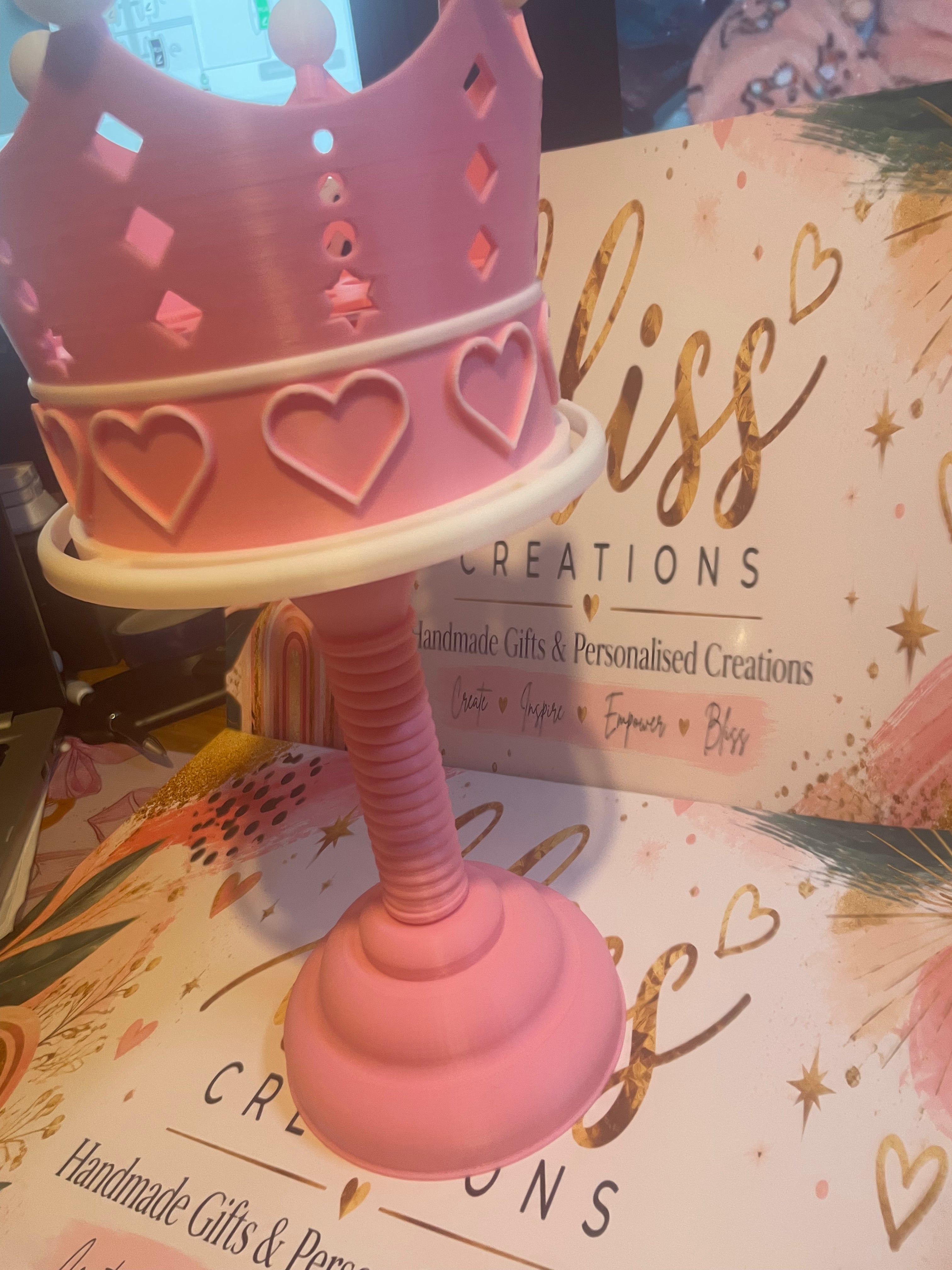 Pink crown lip gloss holder